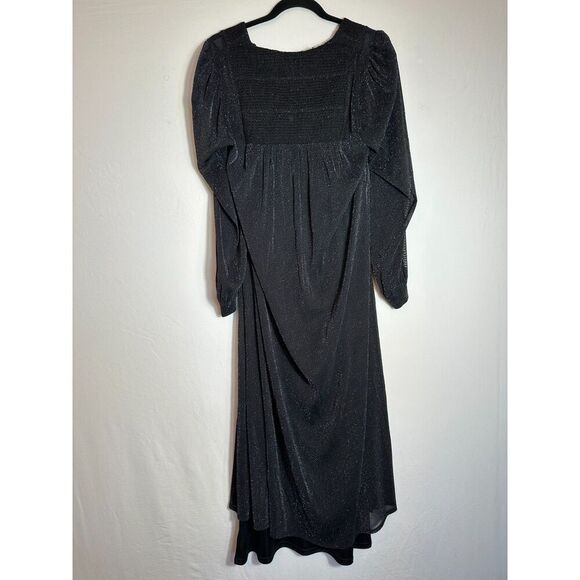 ZARA Black Metallic Thread Sparkle Knit Square Neck Size Small - Picture 7 of 8